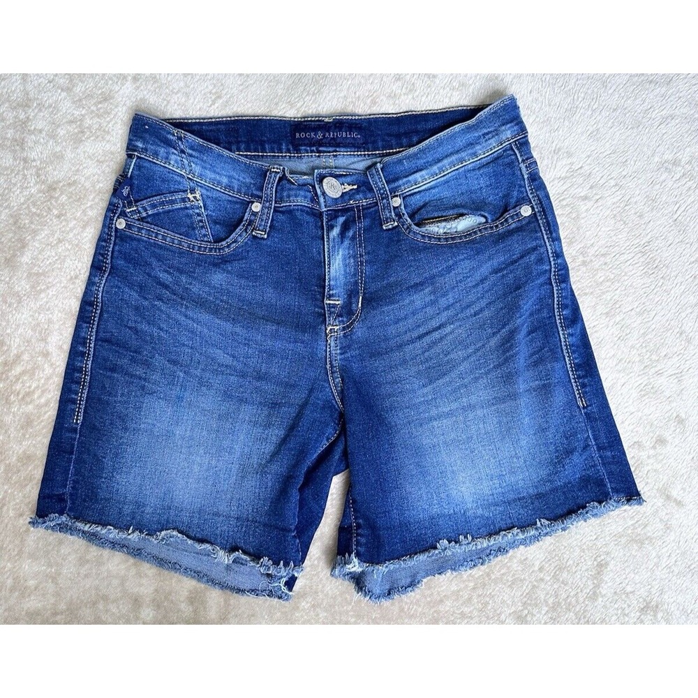 Rock Republic Jean Shorts Size 4 Bumpershoot Blue Denim Stretch